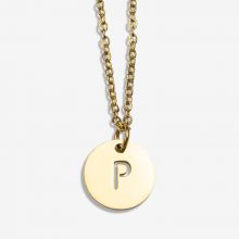 Collier Acier Inoxydable Lettre P (45 cm) Or (1 pièce)