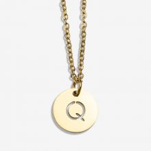 Collier Acier Inoxydable Lettre Q (45 cm) Or (1 pièce)