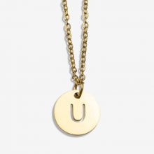 Collier Acier Inoxydable Lettre  U (45 cm) Or (1 pièce)