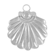 Pendentif Acier Inoxydable Coquille (18 x 16 x 2.5 mm) Argent Antique (2 pièces)