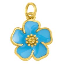 Breloque Émaillée Fleur (15 x 13 x 3.5 mm) Sky Blue (1 pièce)