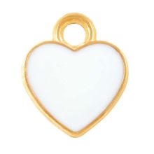 Breloque Émaillée Coeur(12 x 10 x 2 mm) White (5 pièces)