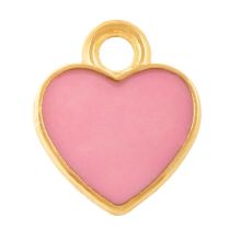 Breloque Émaillée Coeur(12 x 10 x 2 mm) Antique Pink (5 pièces)