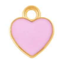 Breloque Émaillée Coeur(12 x 10 x 2 mm) Baby Pink (5 pièces)