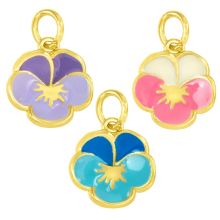 Breloque Émaillée Fleur (12 x 10 x 3.5 mm) Mix Color (3 pièces)