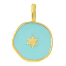 Pendentif Émaillé (18 x 15 x 2 mm) Light Blue - Or (1 pièces)