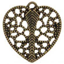 Breloque Coeur (26 x 24 mm) Bronze (3 pièces)