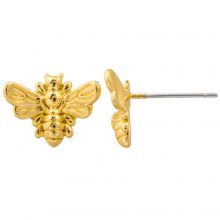 Clous d'Oreilles Abeille avec Fermoir (10 x 13 mm) 18K Gold Plated (4 pièces)