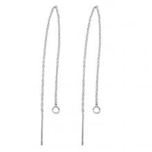 Boucles d'Oreilles Chaîne Traversante (105 mm) Argent Antique (2 pièces)