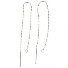 Boucles d'Oreilles Chaîne Traversante (104 mm) Argent Antique (2 pièces)