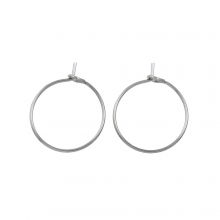 Boucles d'Oreilles Acier Inoxydable (15 x 0.7 mm) Argent Antique (25 pièces)