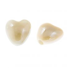 Perles en Céramique Coeur (11 x 10 x 6.5 mm) Beige (5 pièces)
