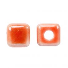 Perles en Céramique Cube (6 x 6.5 mm) Sunset Orange (10 pièces)