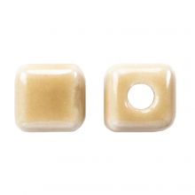 Perles en Céramique Cube (6 x 6.5 mm) Beige (10 pièces)