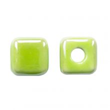 Perles en Céramique Cube (6 x 6.5 mm) Greenery (10 pièces)
