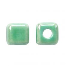 Perles en Céramique Cube (6 x 6.5 mm) Mint Green (10 pièces)
