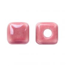 Perles en Céramique Cube (6 x 6.5 mm) Antique Pink (10 pièces)