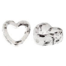 Perles en Céramique Coeur (12 x 13.5 x 5.5 mm) White - Black Spotted (3 pièces)