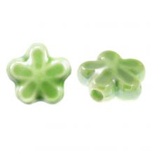 Perles en Céramique Fleur (11.5 x 12 x 5.5 mm) Light Green (5 pièces)
