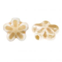 Perles en Céramique Fleur (11.5 x 12 x 5.5 mm) Beige (5 pièces)