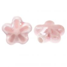 Perles en Céramique Fleur (11.5 x 12 x 5.5 mm) Baby Pink (5 pièces)