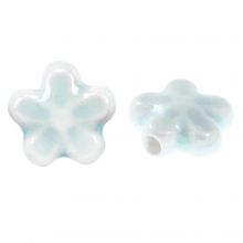 Perles en Céramique Fleur (11.5 x 12 x 5.5 mm) Pastel Blue (5 pièces)