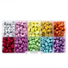 Assortiment - Perles Smiley Acryliques - Mimiques Diverses (7 x 4 mm) Mix Color-Black (500 pièces)