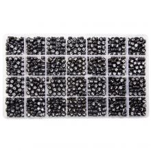 Assortiment XL - Perles Lettres Alphabet A/Z (7 x 3.5 mm) Black-White (35 perles par lettre) 