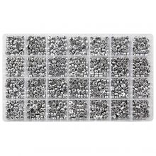 Assortiment XL - Perles Lettres Alphabet A/Z (7 x 3.5 mm) Silver-Black (35 perles par lettre) 