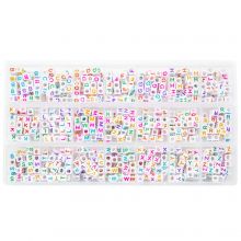 Assortiment - Perles Lettres Alphabet Consonnes Grand Trou (6 x 6 mm) White-Mix Color (35 perles par lettre) 