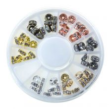 Assortiment - Perles Intercalaires Rondelles Strass (5 mm) Mix Color (60 pièces)