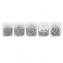 Assortiment - Perles en Métal (1,5 / 2 / 3 / 4 en 5 mm) Argent Antique (2500 pièces)