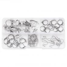 Assortiment - Boucles d'Oreilles Acier Inoxydable (5 types différents) Argent Antique