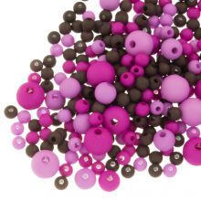 Mélange de Perles Acryliques Mat (4 - 6 - 8 mm) Raspberry Rose Mix (50 grammes)