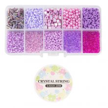 Kit DIY Bijoux - Perles en Verre & Acryliques (diverses tailles) Mix Color Purple