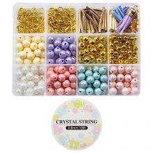 Kit DIY Bijoux - Perles Acryliques, Breloques & Apprêts (diverses tailles) Mix Color