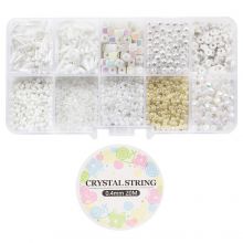 Kit DIY Bijoux - Perles en Verre,  Polymère & Acryliques  (diverses tailles) Mix Color White