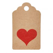 Étiquettes Volantes pour Bijoux - Coeur (3 x 5 cm) Brown (5 pièces)