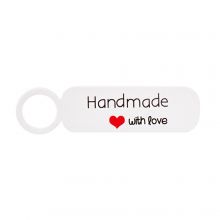 Étiquettes Volantes pour Bijoux - Handmade with Love (5 x 1.2 cm) White (5 pièces)