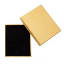Coffret Cadeau Bijoux Papier Kraft avec Mousse Noir (9.5 x 7.5 x 1.5 cm) Gold (1 pièce)