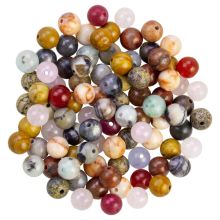 Mélange de Perles en Pierre Naturelle (6 mm) Mixed Stone (50 grammes / env. 70 pièces)