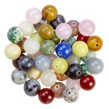 Mélange de Perles en Pierre Naturelle (10 mm) Mixed Stone (100 grammes / env. 65 pièces)