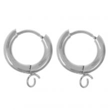 Boucles d'Oreilles Huggie Acier Inoxydable (16 x 13 mm)  Argent Antique (4 pièces)