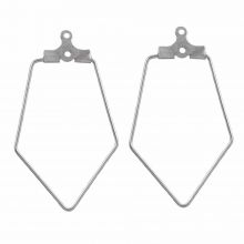 Montures Boucle d'Oreilles Trapèze Acier Inoxydable (35 x 22 mm) Argent Antique (6 pièces)