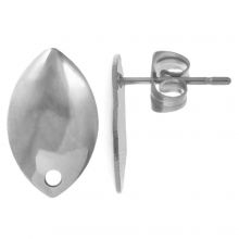 Clous d'Oreilles Acier Inoxydable avec Fermoir (14.5 x 9 mm) Argent Antique (4 pièces)