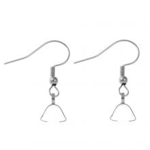 Crochets d'Oreilles avec Bélière Acier Inoxydable (27 x 20 mm) Argent Antique (4 pièces)