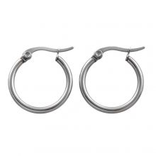 Boucles d'Oreilles Acier Inoxydable (20 x 2 mm) Argent Antique (2 pièces)