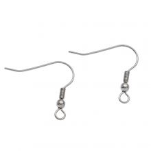 Crochets d'Oreilles Acier Inoxydable (20 mm) Argent Antique (25 pièces)