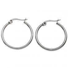 Boucles d'Oreilles Acier Inoxydable (25 x 2 mm) Argent Antique (2 pièces)