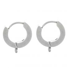 Boucles d'Oreilles Huggie Acier Inoxydable (12 x 11 mm) Argent Antique (4 pièces)